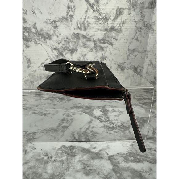 LO & SONS Saffiano Wristlet Pouch Wallet Phone Case Black Leather - Picture 5 of 12